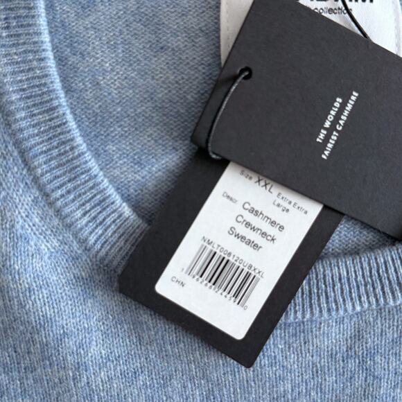 Naadam 100% Cashmere Sweater Mens XXL Dusty Blue Crew Neck Pullover Knit Luxury - Picture 6 of 10